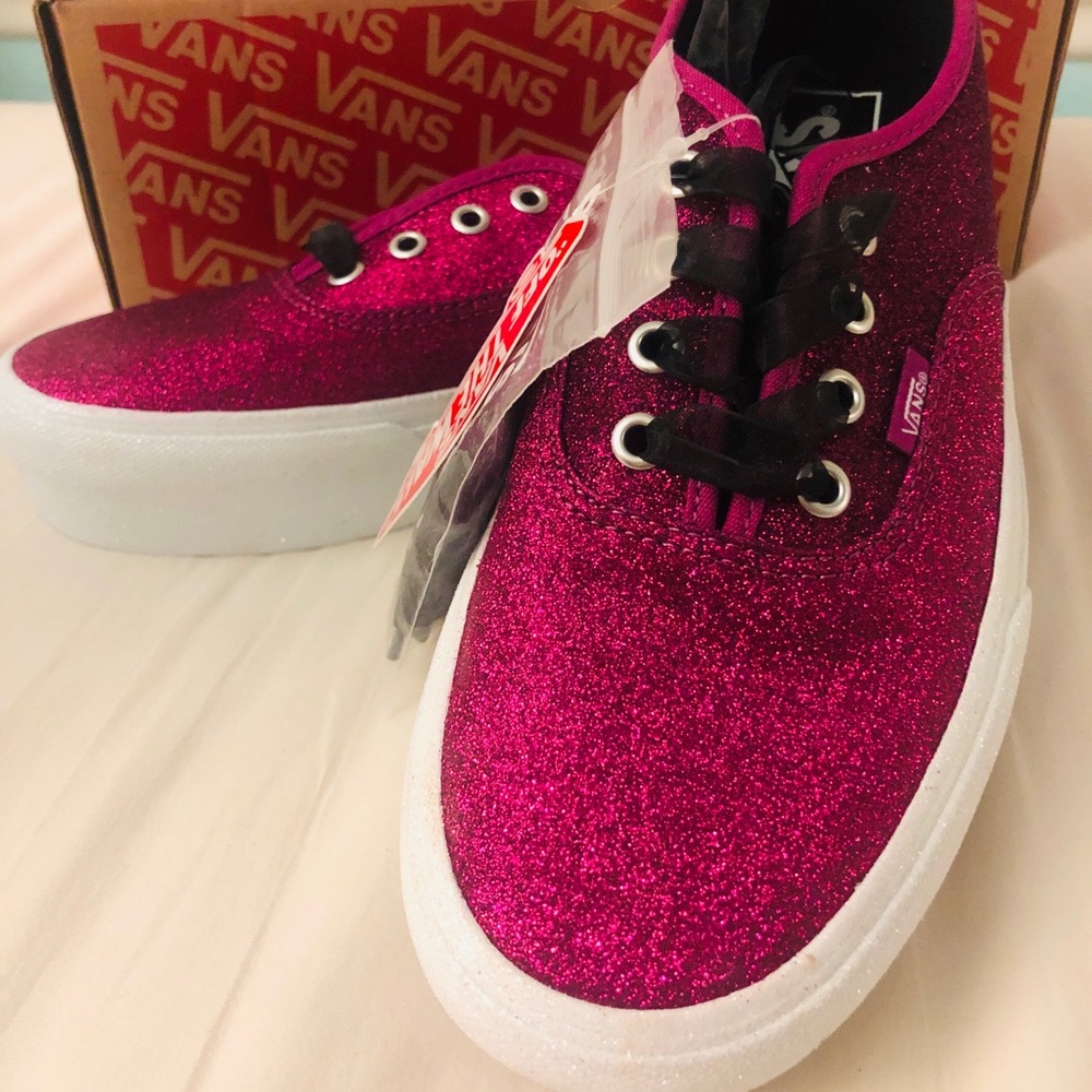 Authentic Platform Pink Glitter Vans